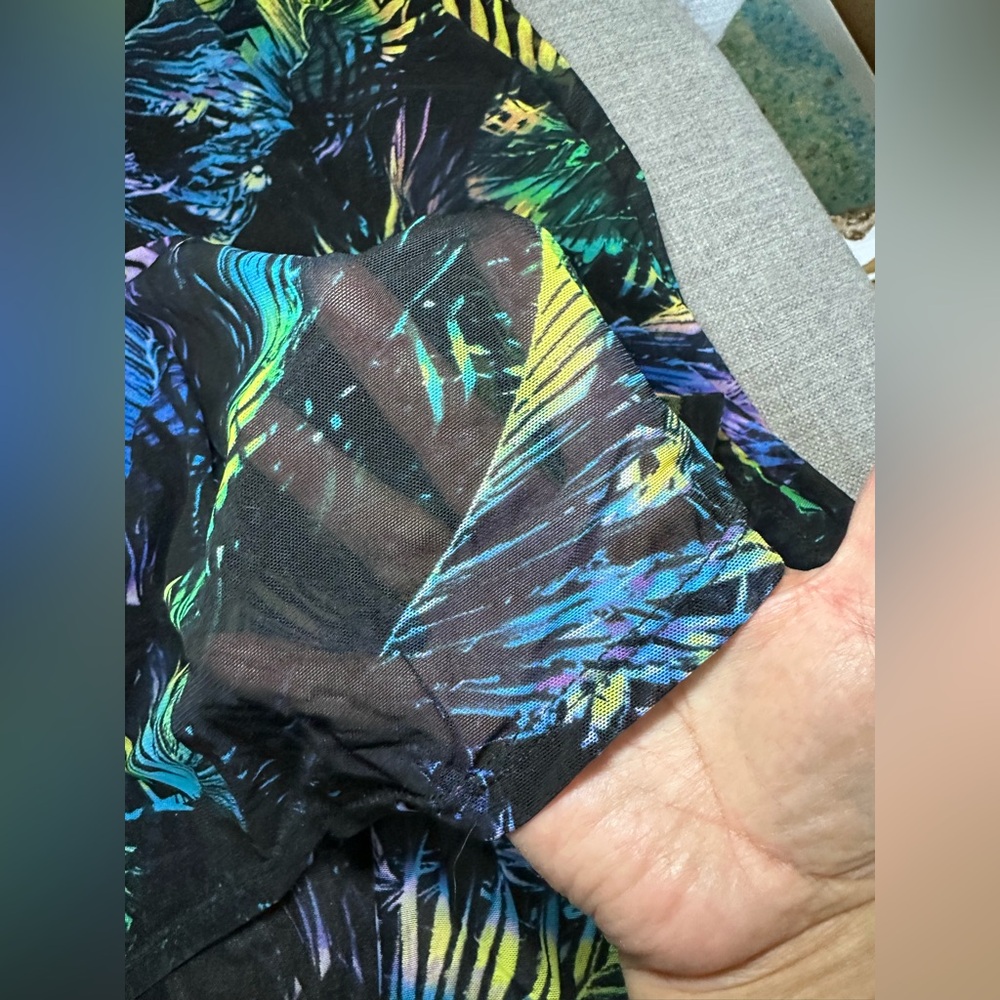 Torrid Black Swimdress with Neon Palm Print - Picture 3 of 12